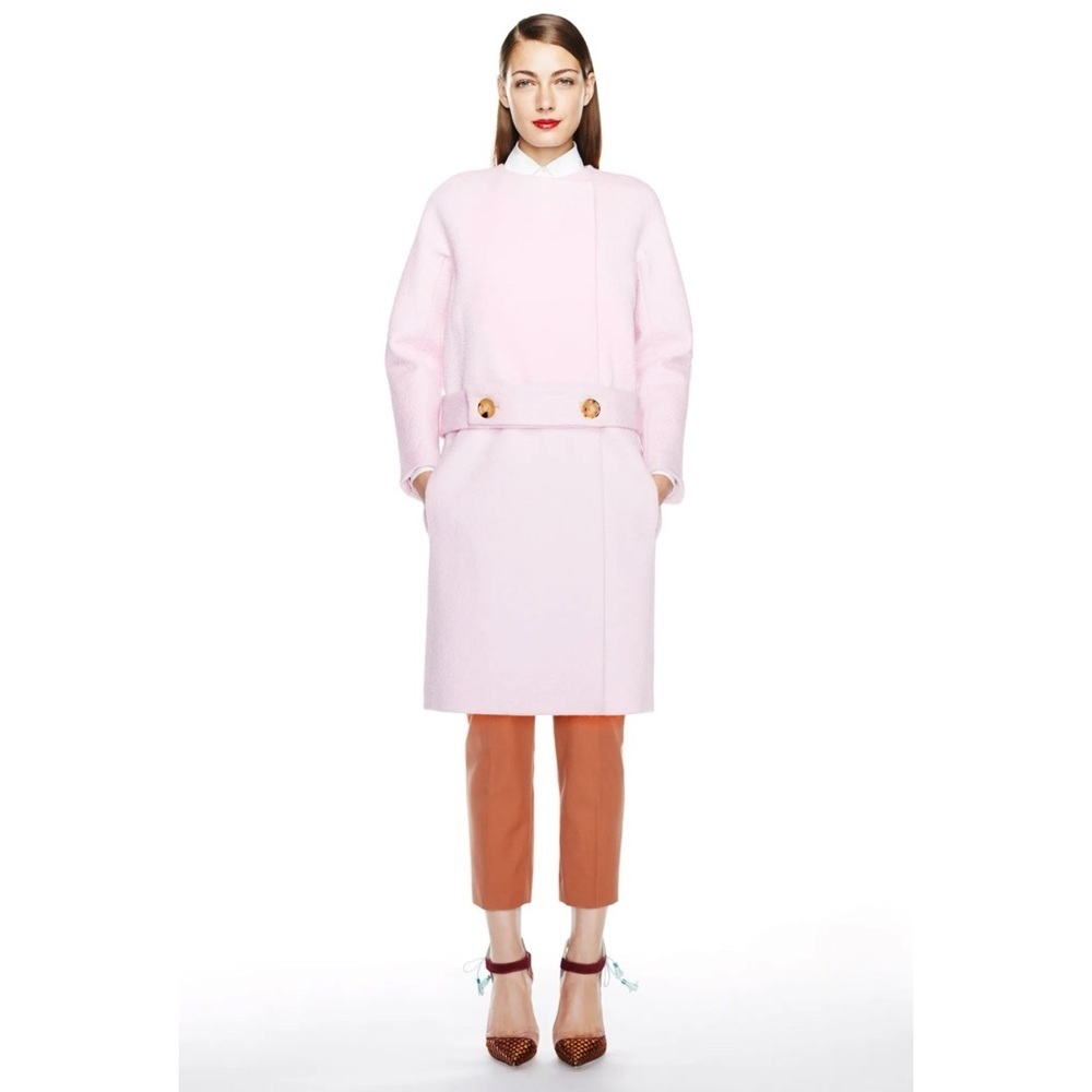 J. CREW COLLECTION B3050 WOOL TEXTURED DOUBLE BREASTED RETRO BLUSH PINK COAT